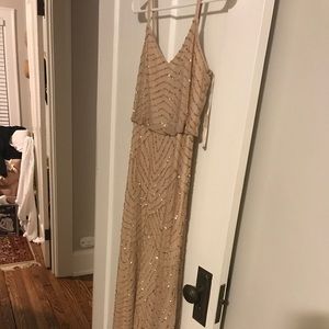 Champagne/beige Adrianna Pappell beaded gown